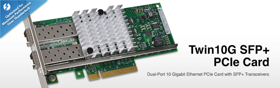 Twin10G SFP+ PCIe Card: Dual-port 10 Gigabit Ethernet PCIe Card with SFP+ Transceivers